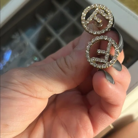 Elegant Gold and Silver Crystal Earrings - Picture 3 of 3